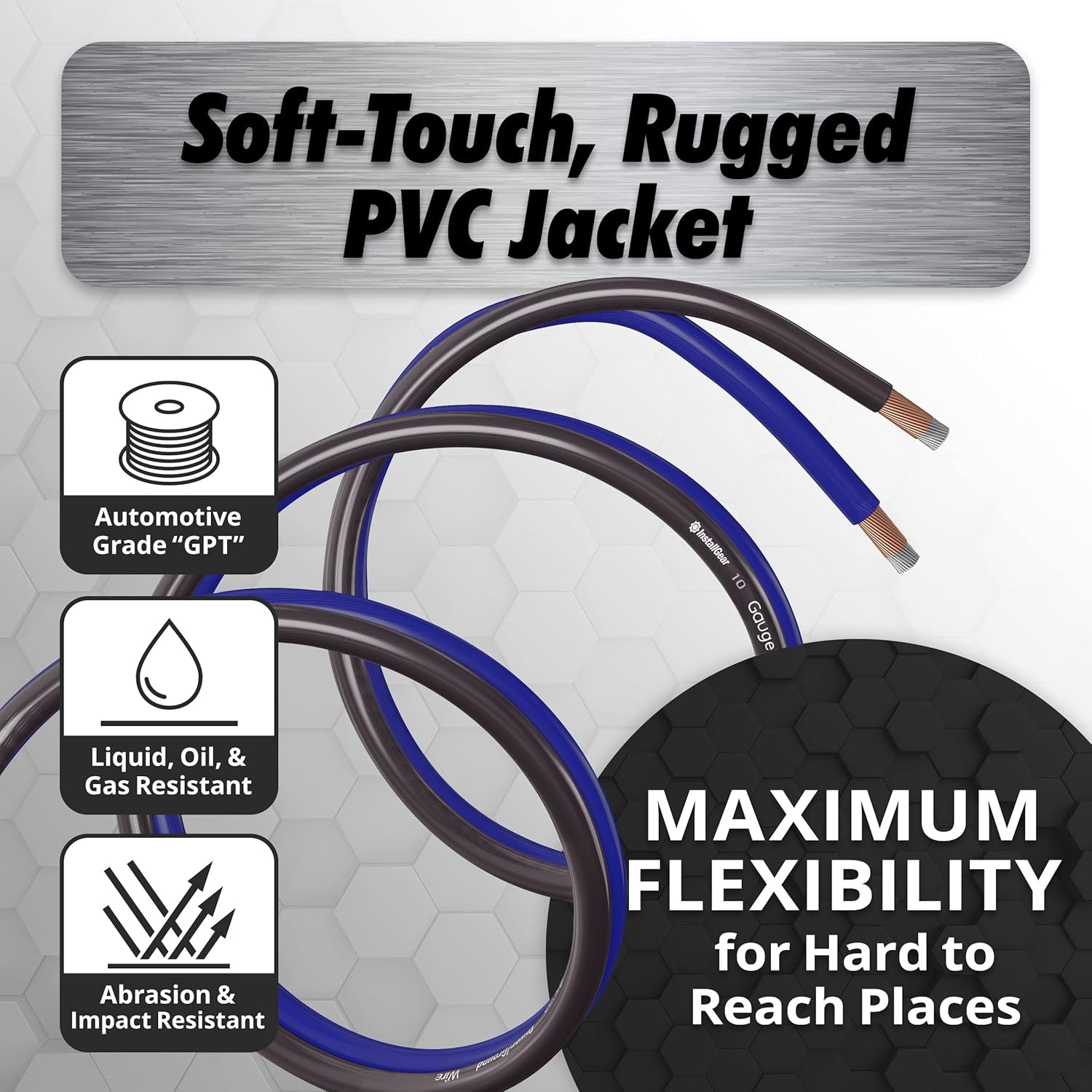 10 Gauge Wire (50Ft) Copper Clad Aluminum CAA - Primary Automotive Wire, Car Amplifier Power & Ground Cable, Battery Cable, Car Audio Speaker Stereo, RV Trailer Wiring Welding Cable 10Ga